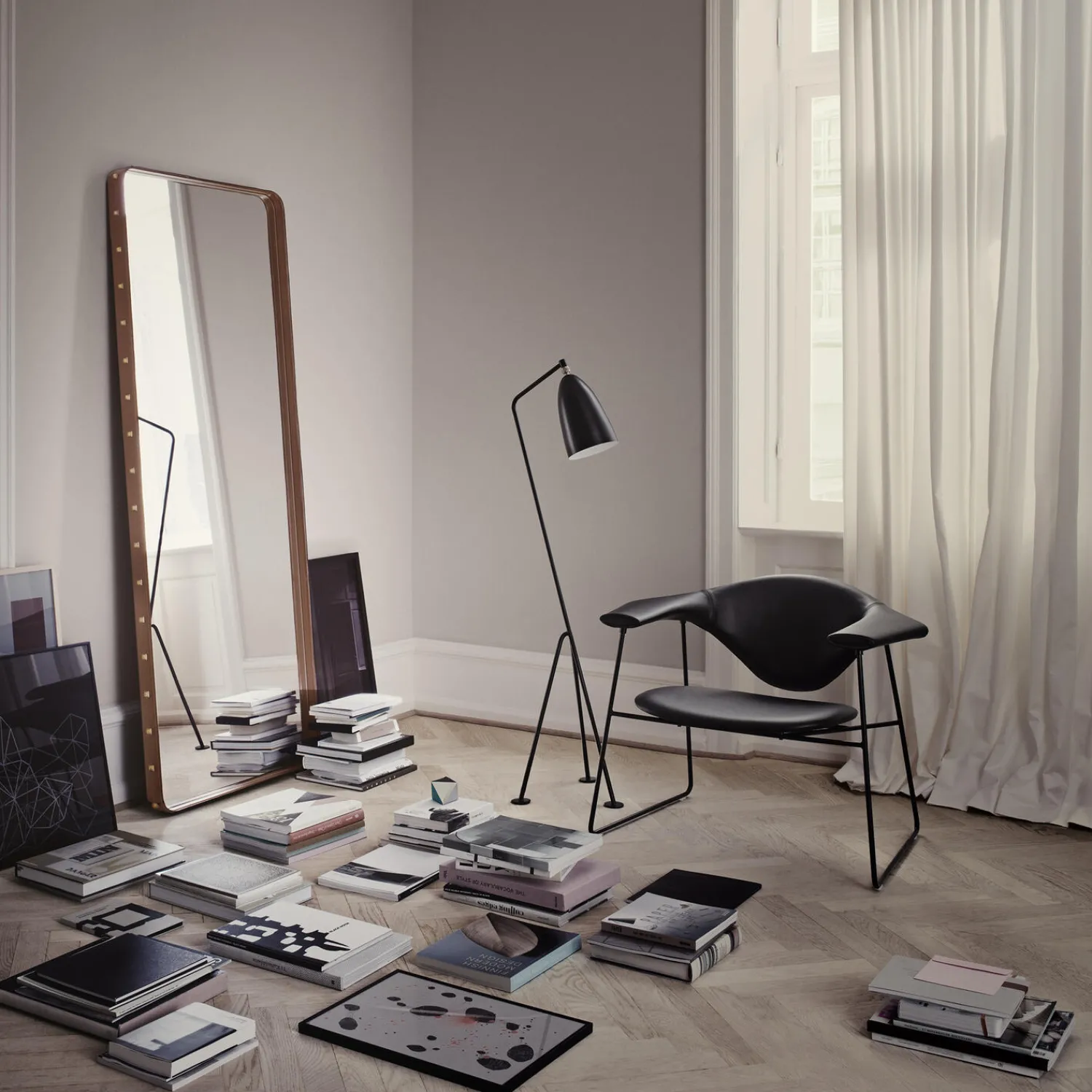 GUBI Vægspejle * Adnet Rectangular Wall Mirror, tan