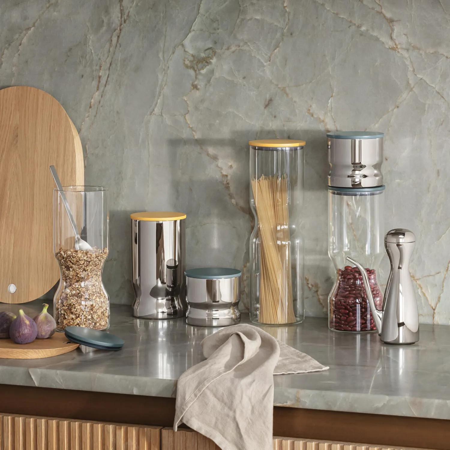 Georg Jensen Køkkenopbevaring-ALFREDO opbevaringsdåse mini 0,5 L, rustfrit stål/grøn