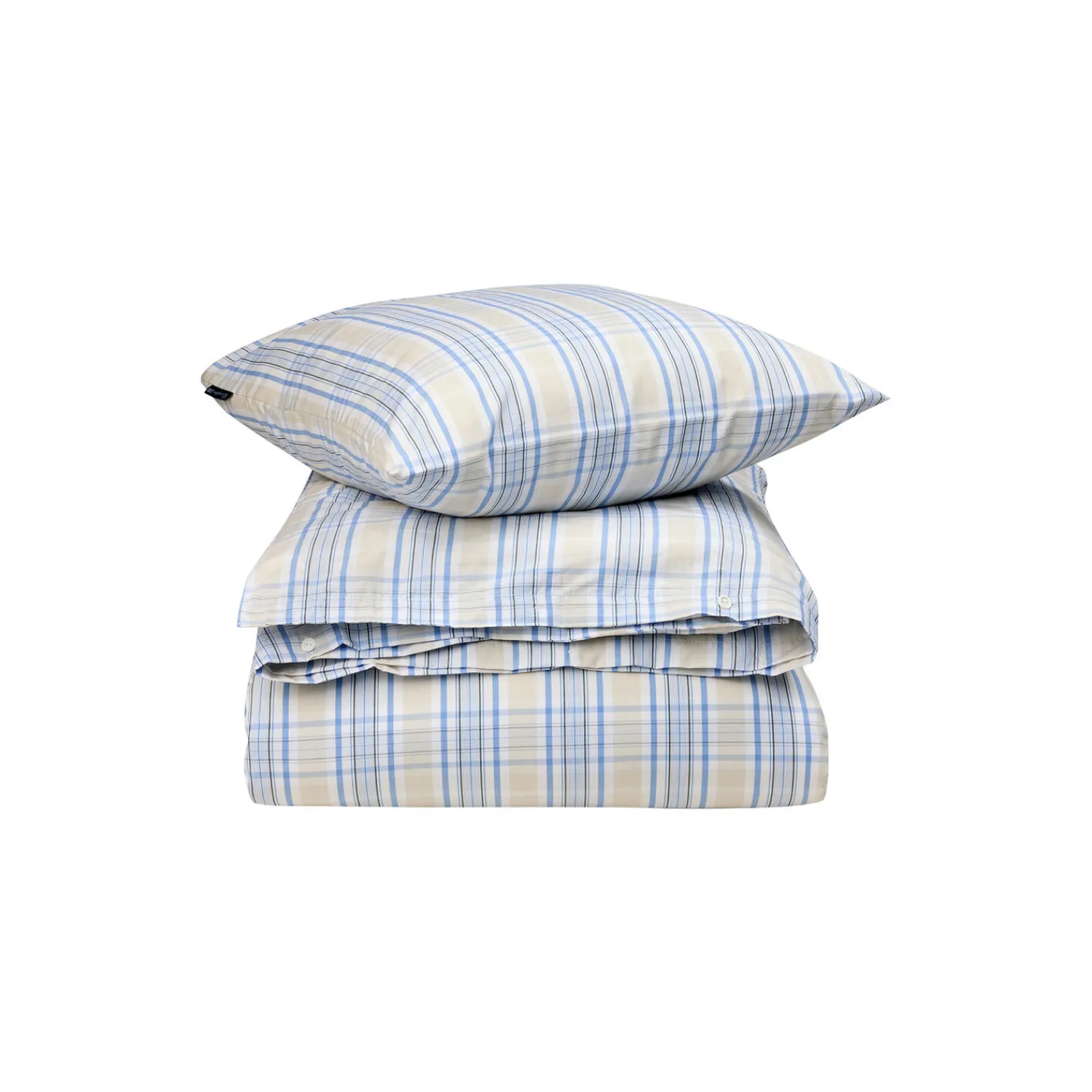Lexington Sengetøj-Beige/Blue Checked Cotton Poplin Bed Set, beige/white/blue