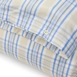 Lexington Sengetøj-Beige/Blue Checked Cotton Poplin Bed Set, beige/white/blue