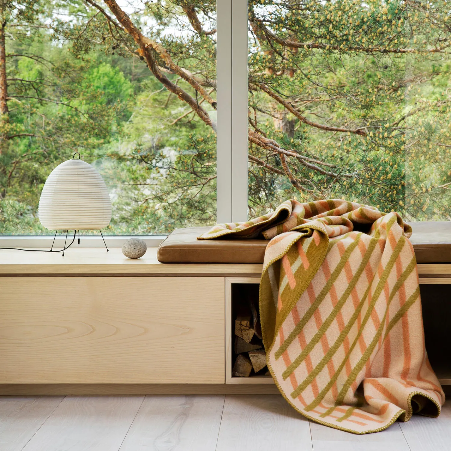 Røros Tweed Plaider * BISLETT Throw, peach & pistachio
