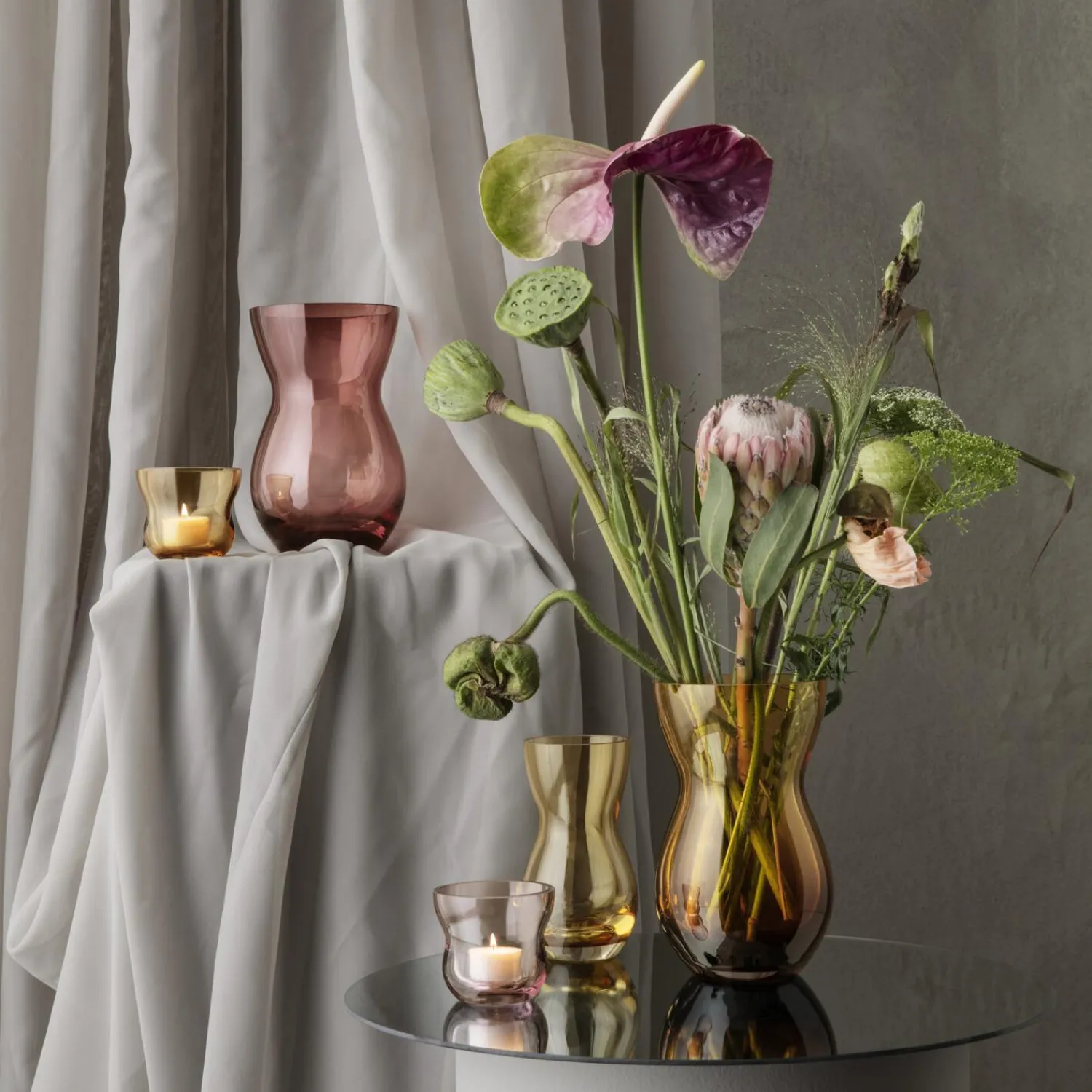 Holmegaard Vaser * Calabas vase, burgundy
