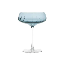 Louise Roe Glas * Champagne Coupe Single Cut, blue