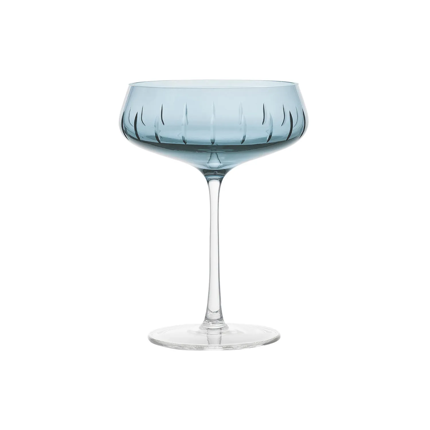 Louise Roe Glas * Champagne Coupe Single Cut, blue