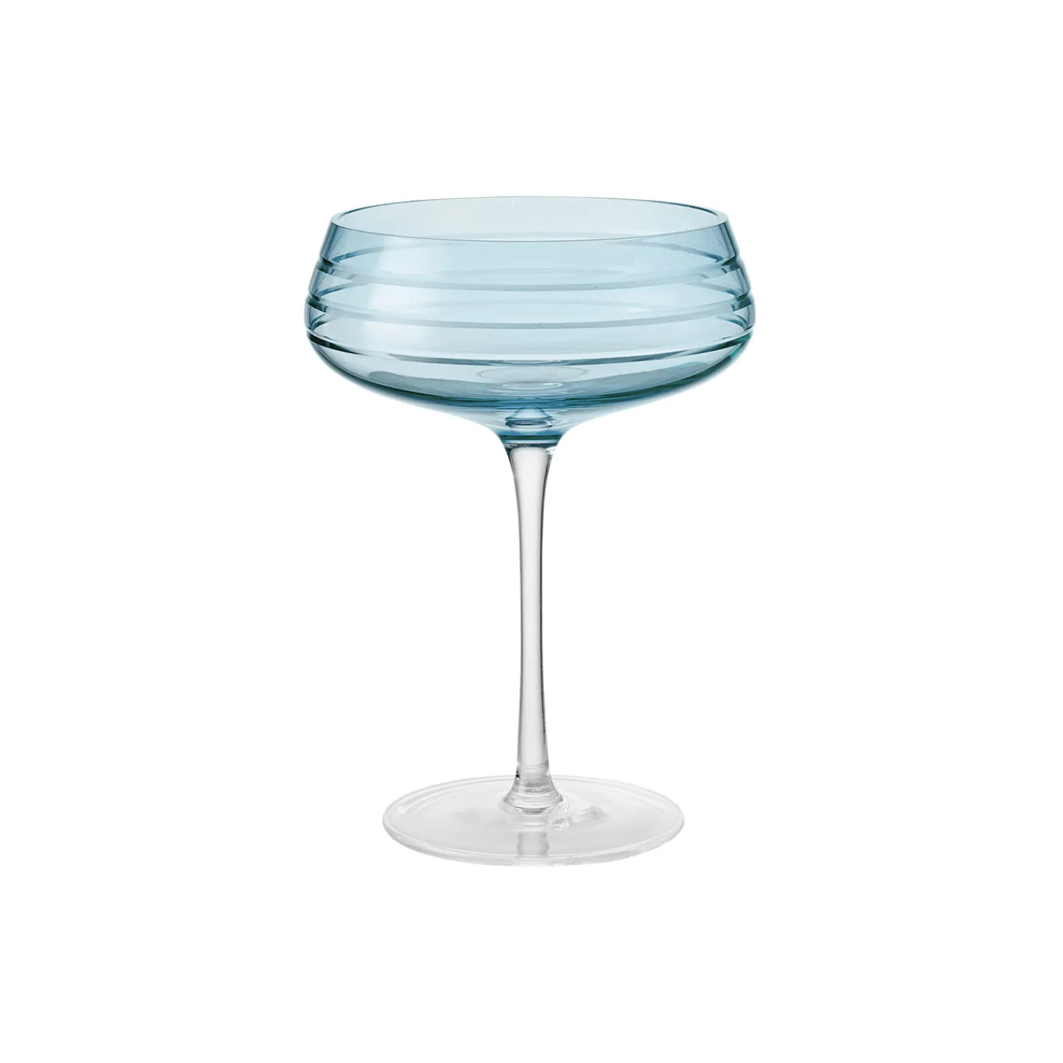 Louise Roe Glas-Champagne Coupe Triple Cut, blue