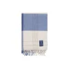 Lexington Plaider-Checked Recycled Wool Throw, misty blue/beige/white