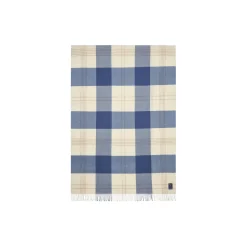 Lexington Plaider-Checked Recycled Wool Throw, misty blue/beige/white