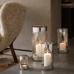 Georg Jensen Lysestager-CHROME CONTOURS Fyrfadsstage