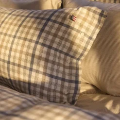 Lexington Sengetøj-Cotton Flannel Pillowcase, misty blue/beige/white