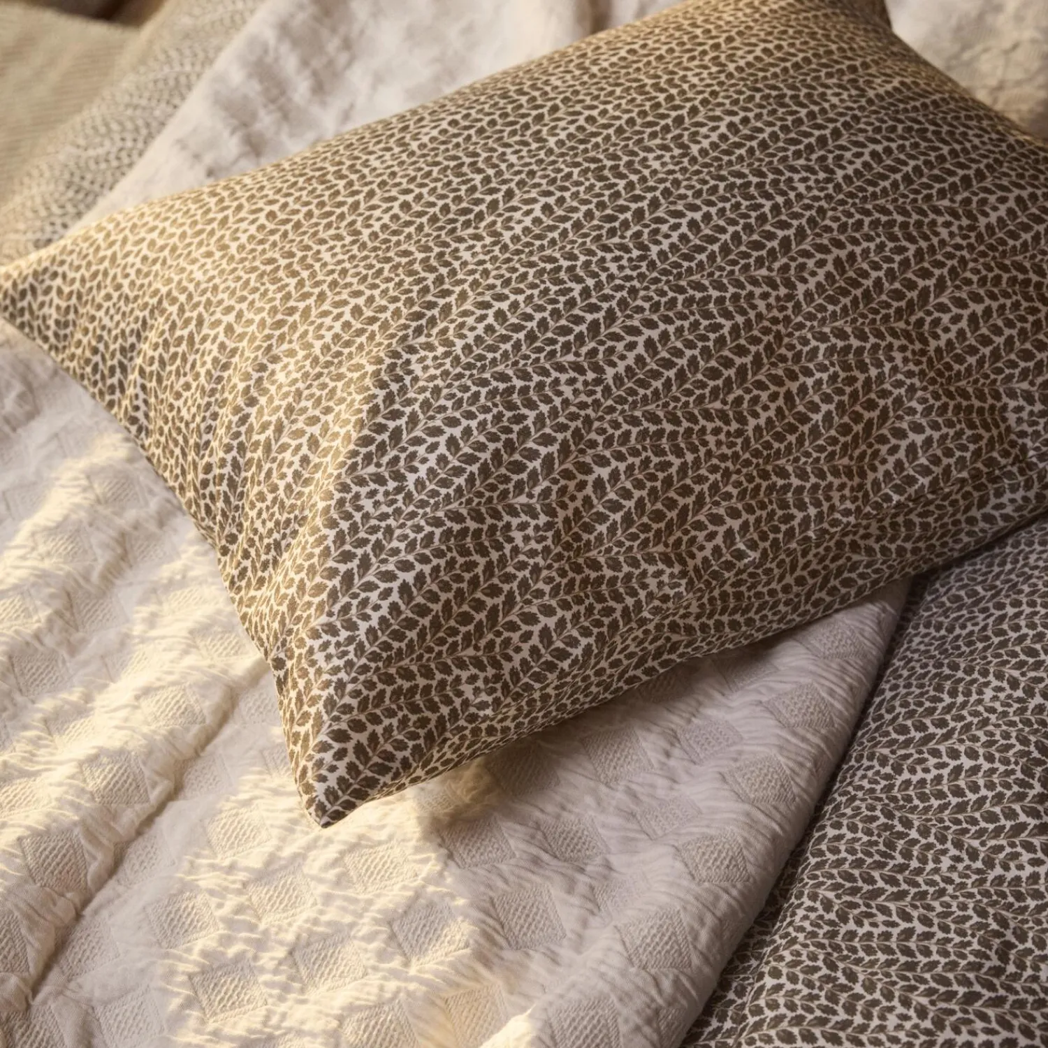 Lexington Sengetøj-Cotton Sateen Pillowcase, stone/white/beige
