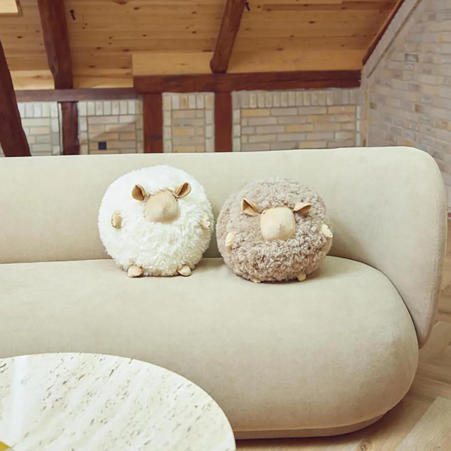 NATURES Collection Pyntepuder & Hynder-Cute Sheep rund pude Ø 26 cm,