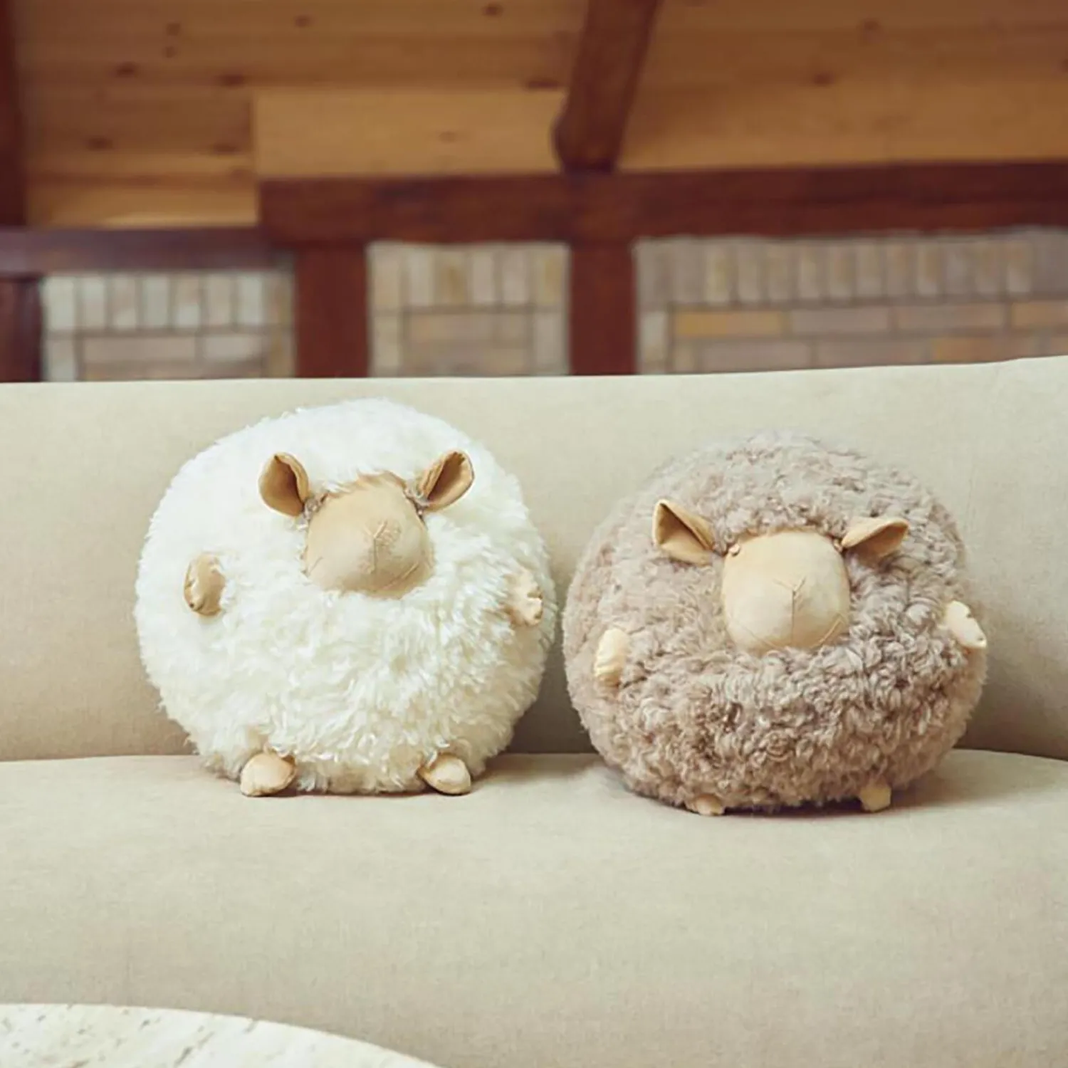 NATURES Collection Pyntepuder & Hynder * Cute Sheep rund pude Ø 26 cm,