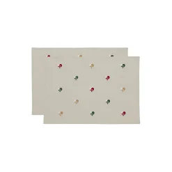 Södahl Bordtekstiler * Dækkeserviet Christmas Hearts Embroidery 2-pk, red