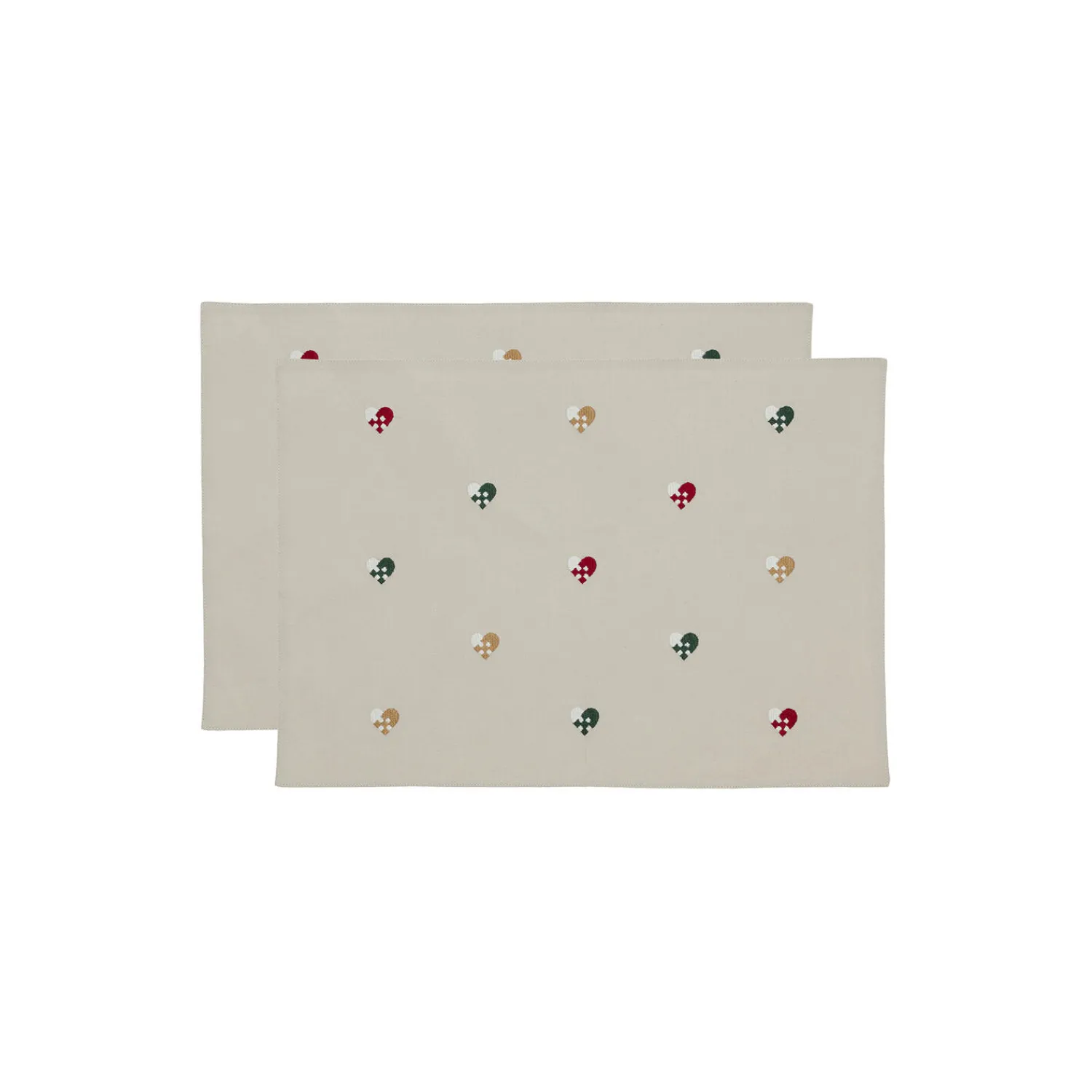 Södahl Bordtekstiler * Dækkeserviet Christmas Hearts Embroidery 2-pk, red