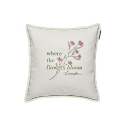 Lexington Pyntepuder & Hynder * Flowers Bloom Linen/Cotton Cushion Cover, white/eucalyptus/pink
