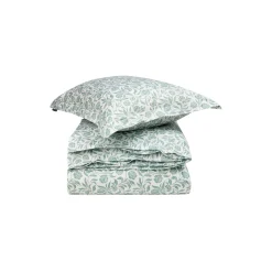 Lexington Sengetøj-Flowers Cotton Sateen Bed Set, white/eucalyptus