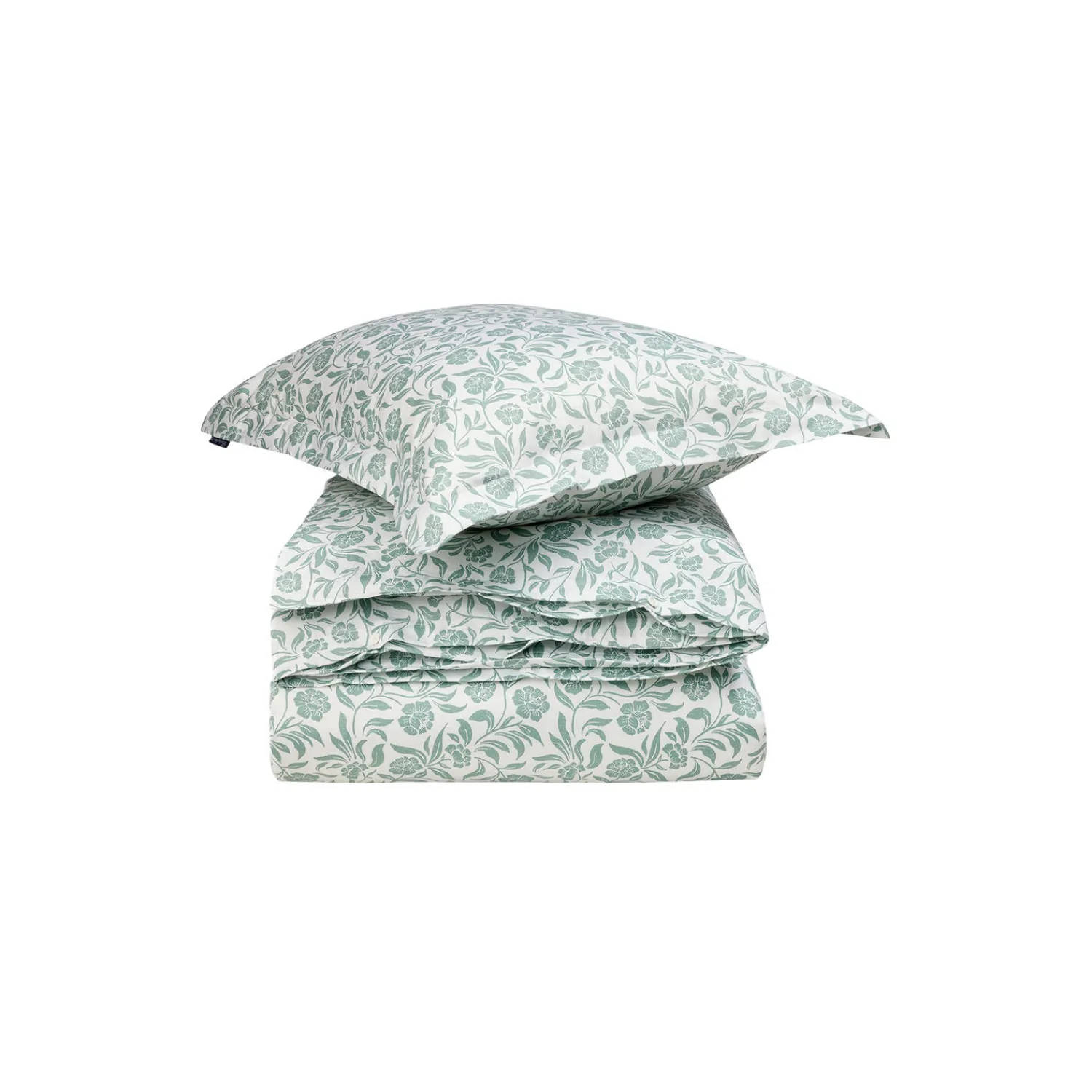 Lexington Sengetøj-Flowers Cotton Sateen Bed Set, white/eucalyptus