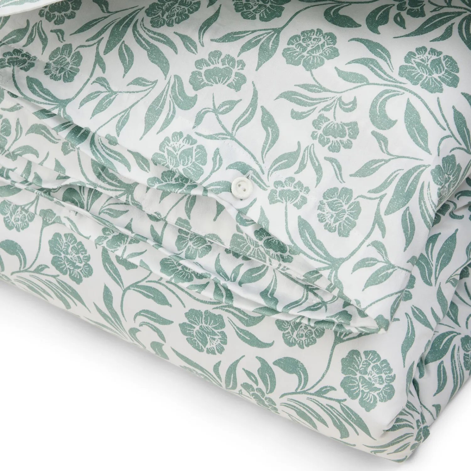 Lexington Sengetøj-Flowers Cotton Sateen Bed Set, white/eucalyptus