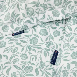 Lexington Sengetøj-Flowers Cotton Sateen Bed Set, white/eucalyptus