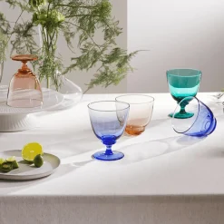 Holmegaard Glas * Flow glas på fod, mørk blå