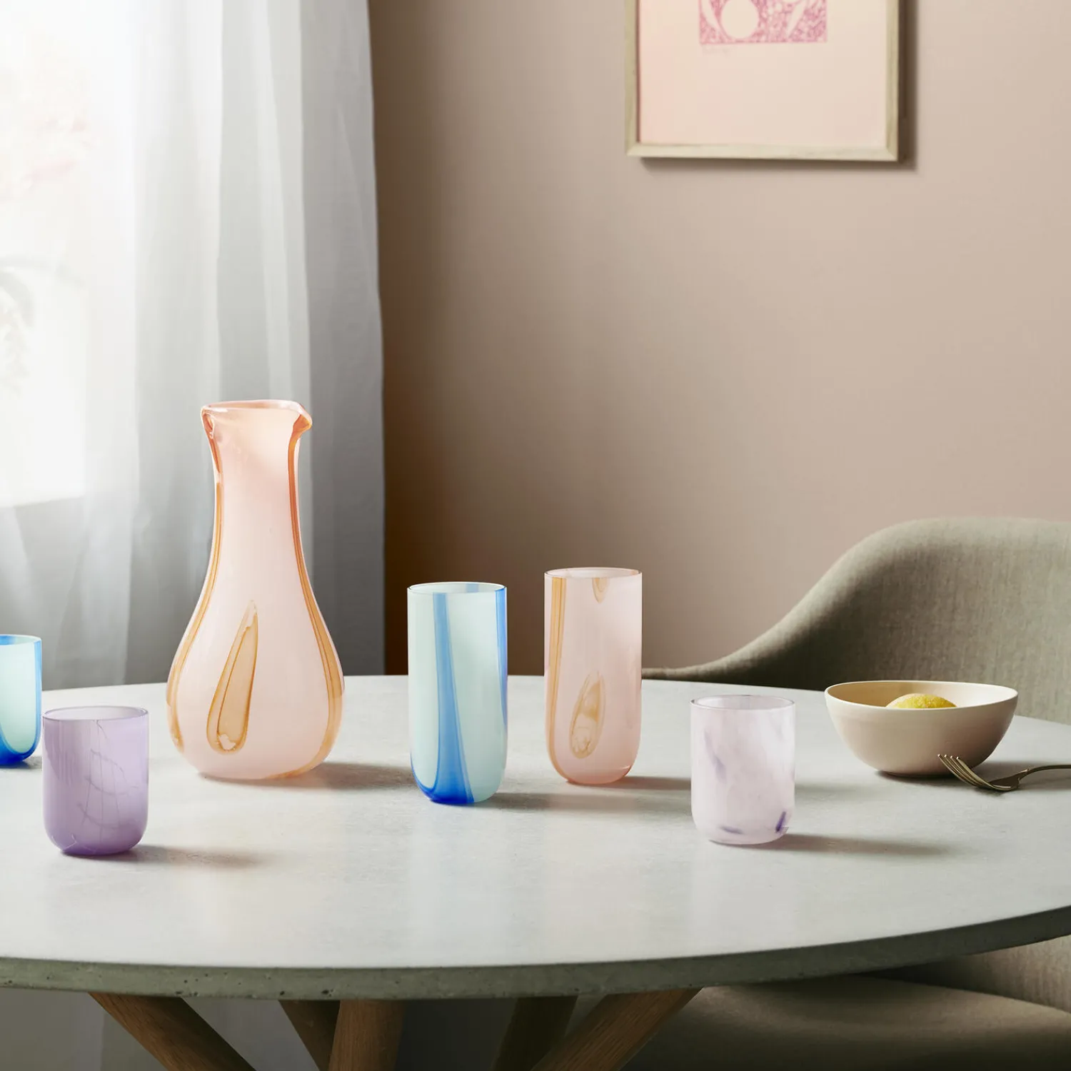 Kodanska Glas-Flow Longdrink, light blue w stripes