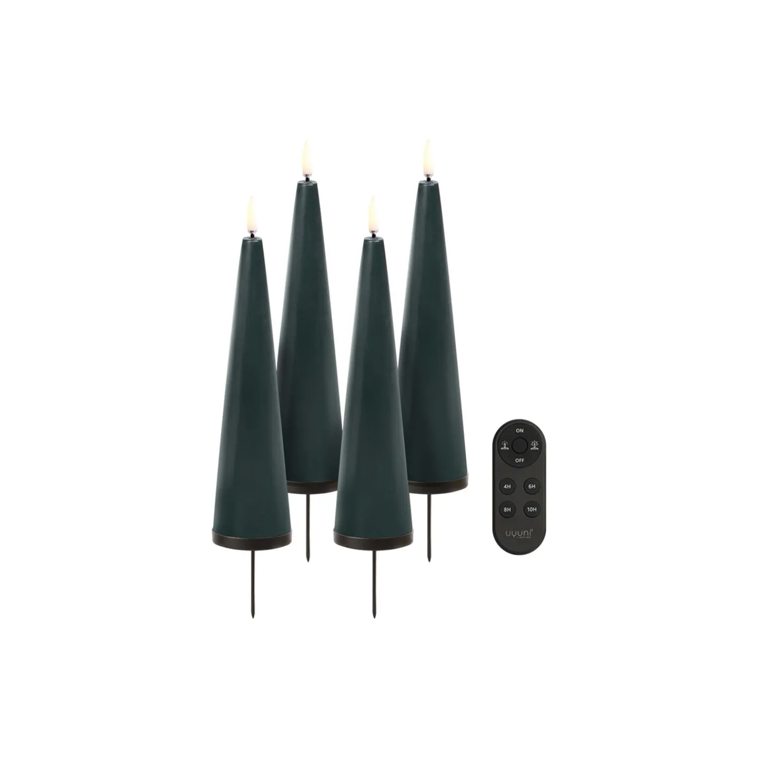 Uyuni Lighting Lys & Duftlys-Giftbox w. spike, remote, LED cone candle 4-pack,