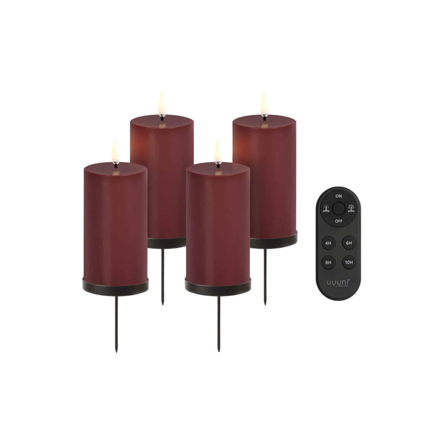 Uyuni Lighting Lys & Duftlys-Giftbox w. spike, remote, LED pillar candle 4-pack,