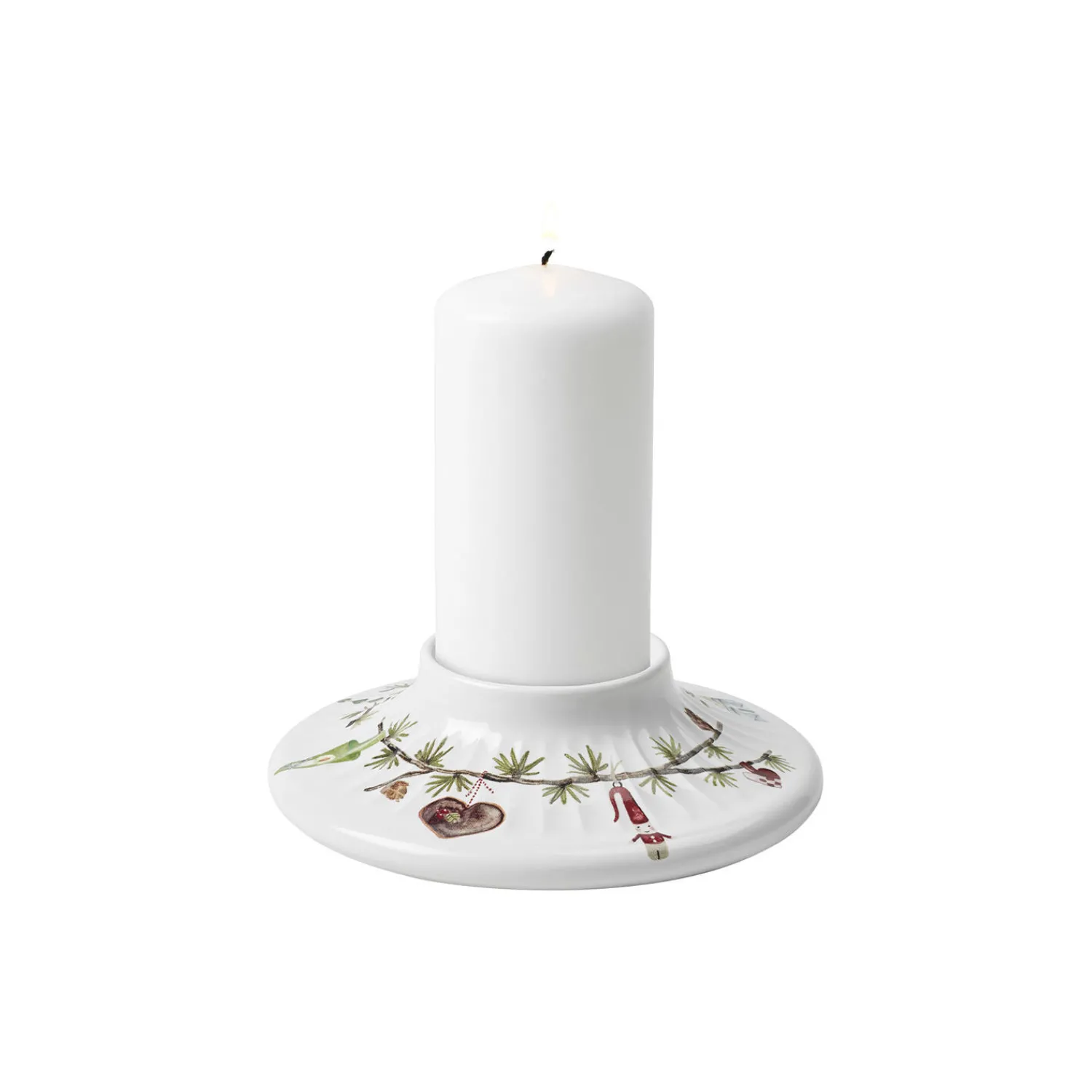 Kähler Lysestager * Hammershøi Christmas bloklysestage, hvid m. deko