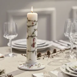 Kähler Lysestager * Hammershøi Christmas bloklysestage, hvid m. deko