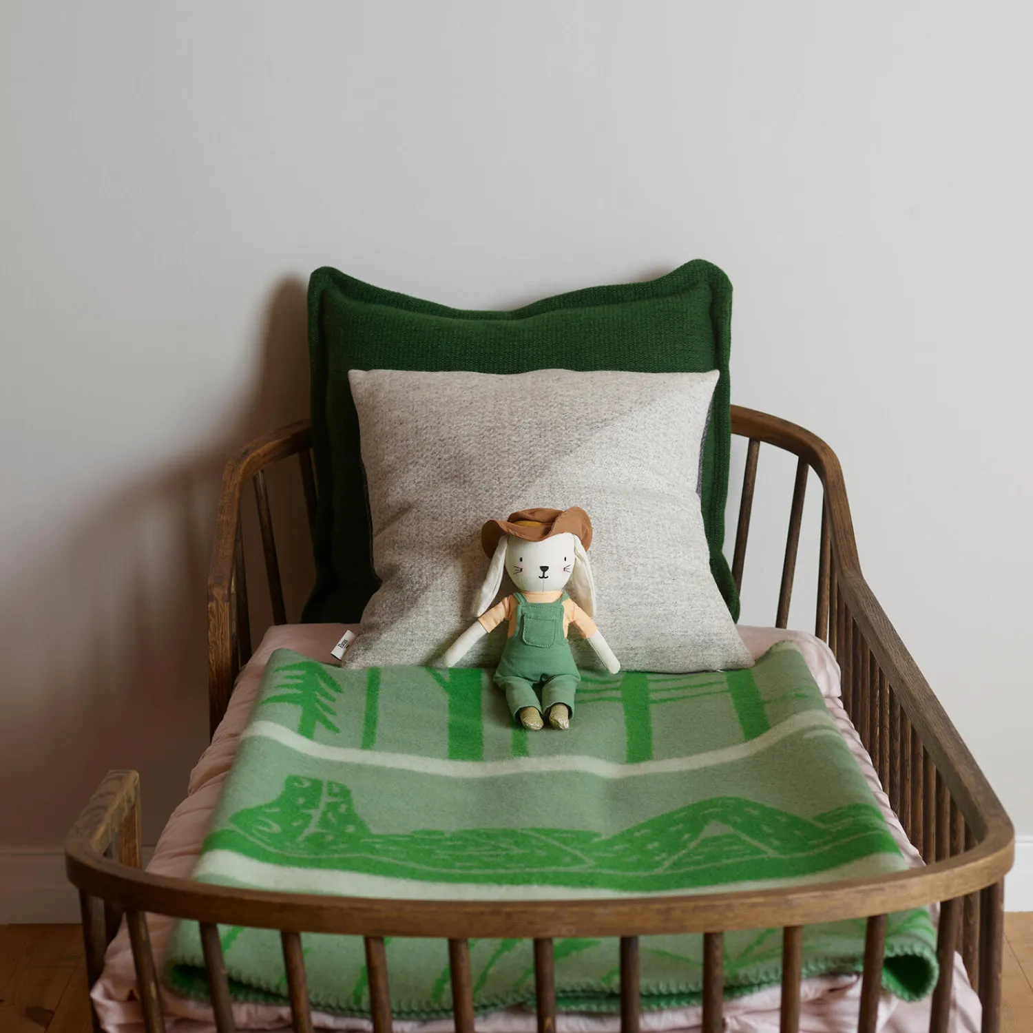Røros Tweed Plaider * KROKODILLE Half Size Throw, green/natural