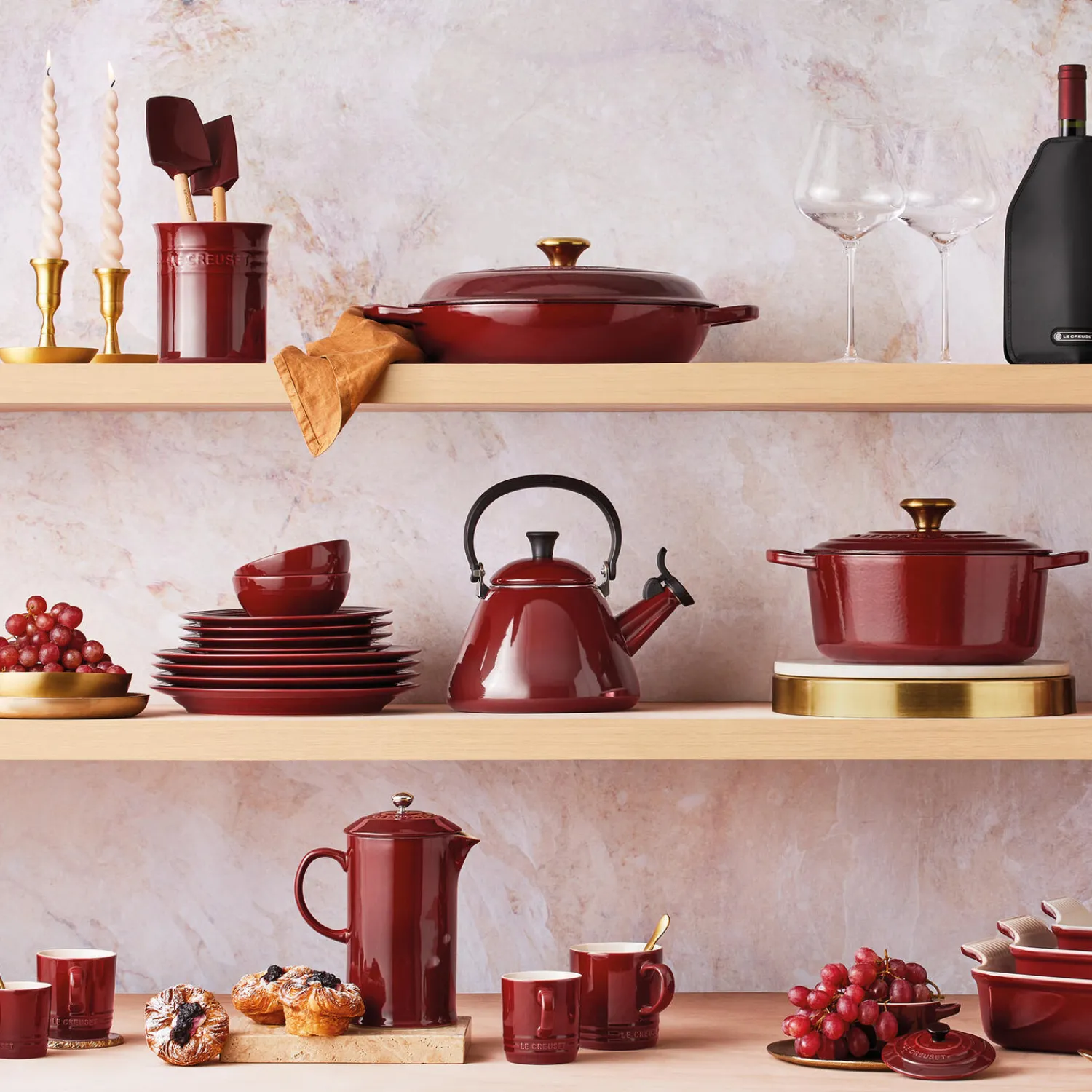 Le Creuset Køkkenopbevaring * Lille bestik- og redskabskrukke, garnet