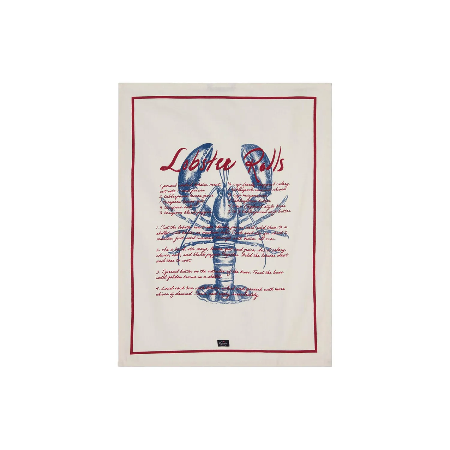 Lexington Køkkentekstiler-Lobster Rolls-viskestykke i økologisk bomuldstwill, white/red
