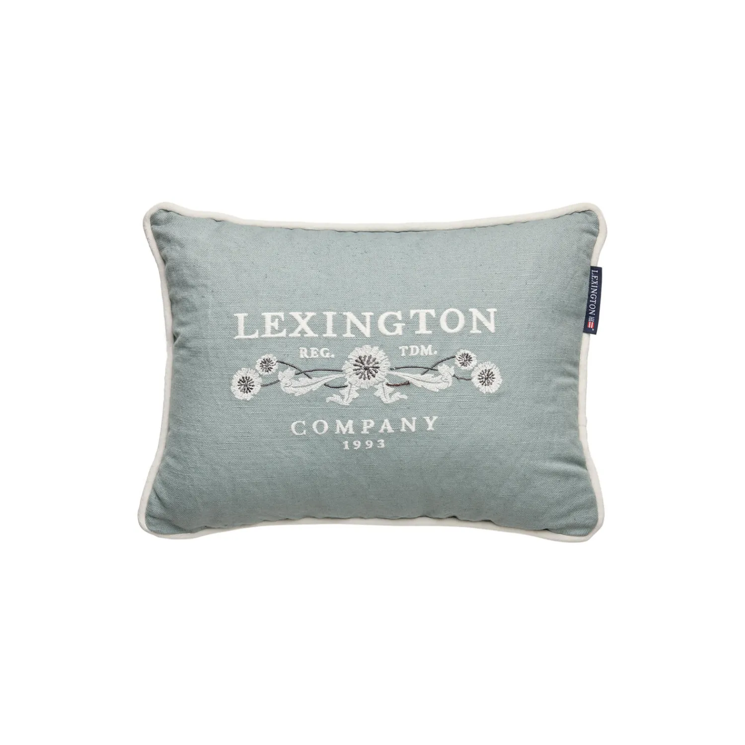 Lexington Pyntepuder & Hynder-Logo Linen/Cotton Pillow, eucalyptus/white
