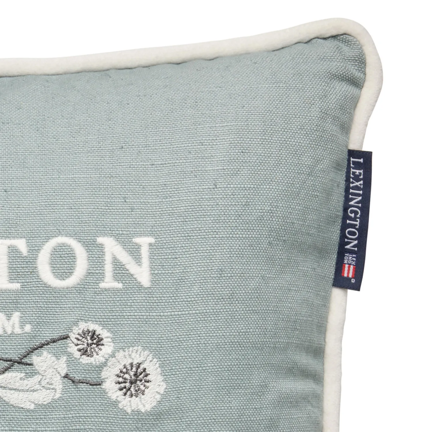 Lexington Pyntepuder & Hynder-Logo Linen/Cotton Pillow, eucalyptus/white