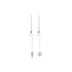 Georg Jensen Pynt-2025 Lysholder Sæt Hjerte & Kræmmerhus, sølv