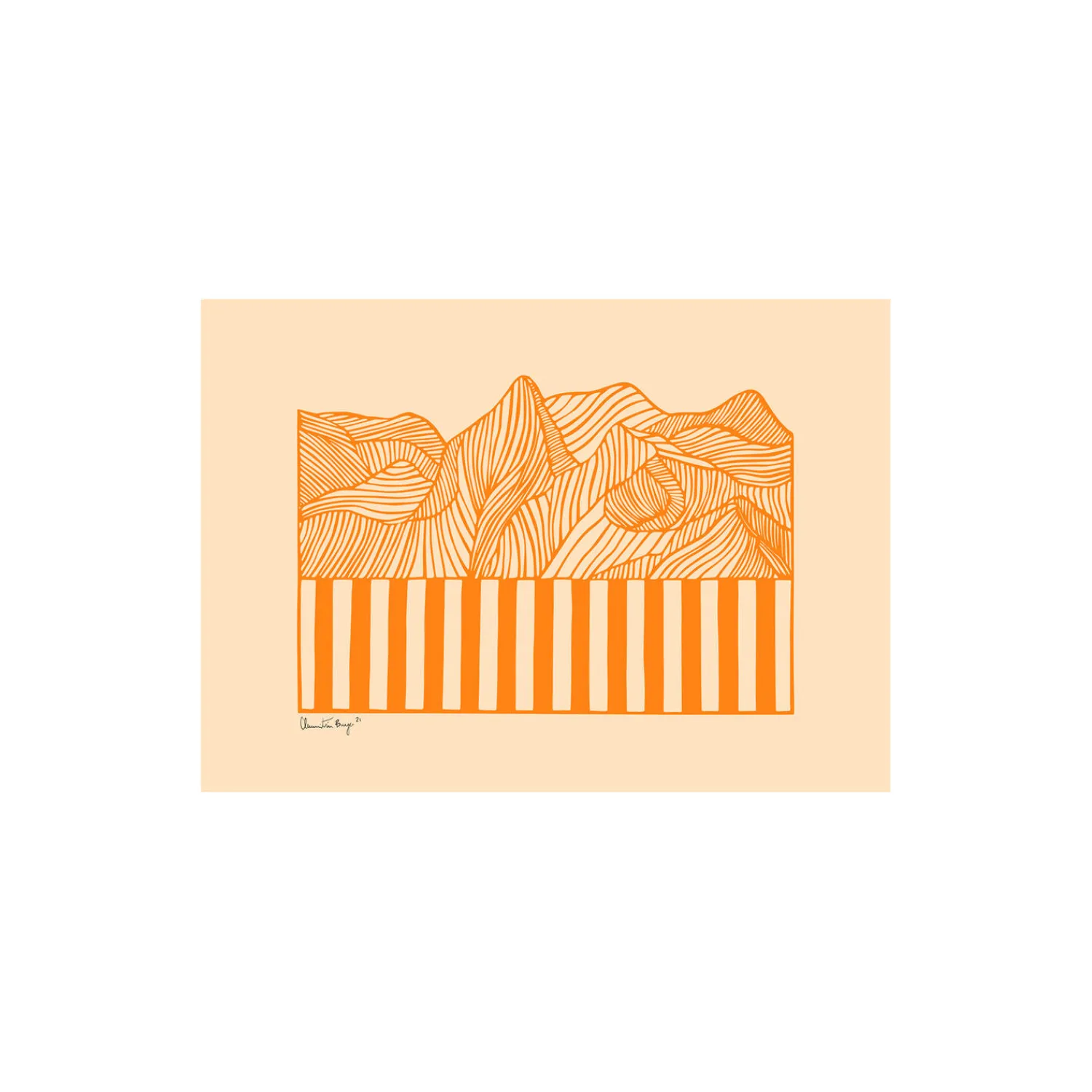 Peléton Plakater & Rammer-Papercut 04, orange