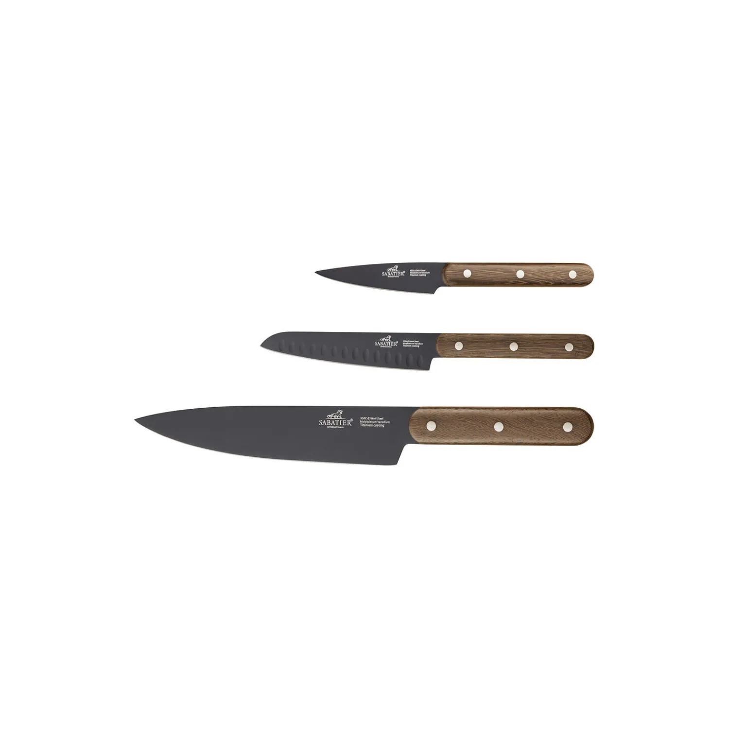 Lion Sabatier Køkkenknive * Phenix Walnut Knivsæt 3 dele
