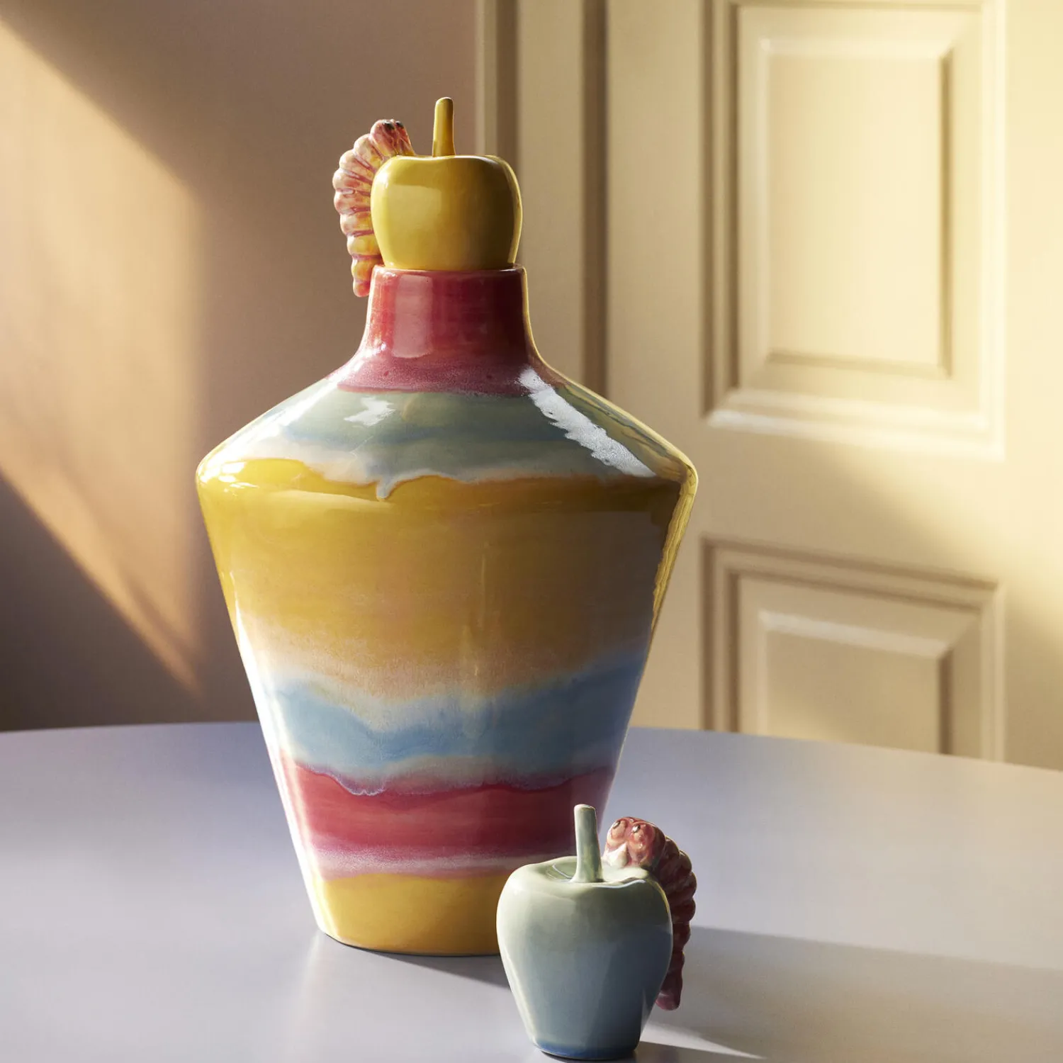 Kähler Vaser * Poppery vase med æble, pink/mint/gul