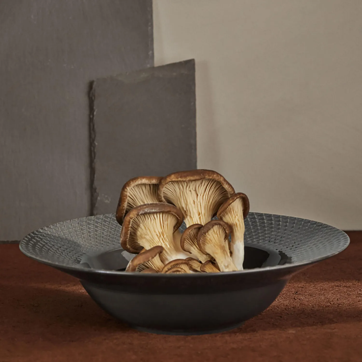 Lyngby Porcelæn Tallerkener-Rhombe Earth Dyb tallerken Ø 24.5 cm, slate