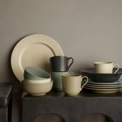 Lyngby Porcelæn Tallerkener * Rhombe Earth Frokosttallerken Ø 21 cm, moss
