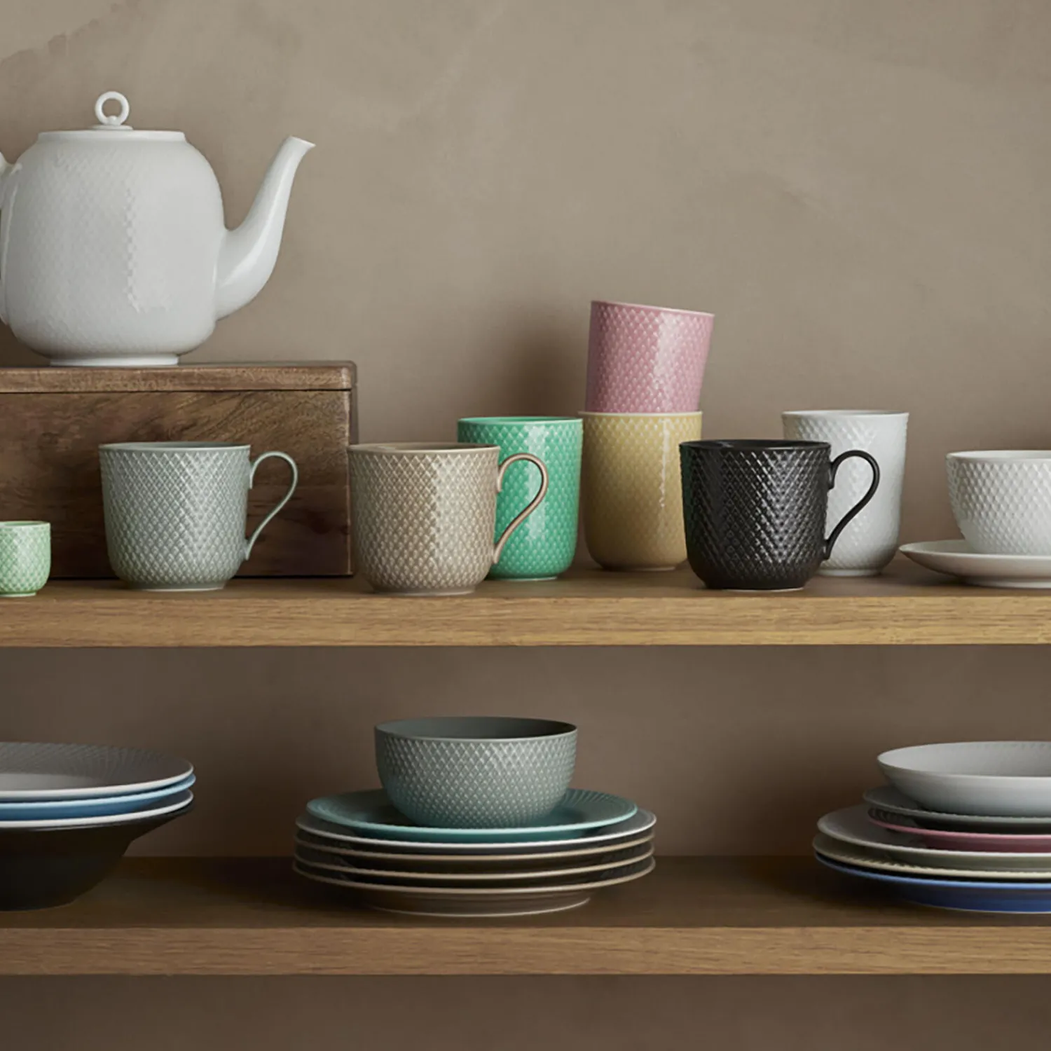 Lyngby Porcelæn Kopper & Krus-Rhombe Earth Krus med hank,