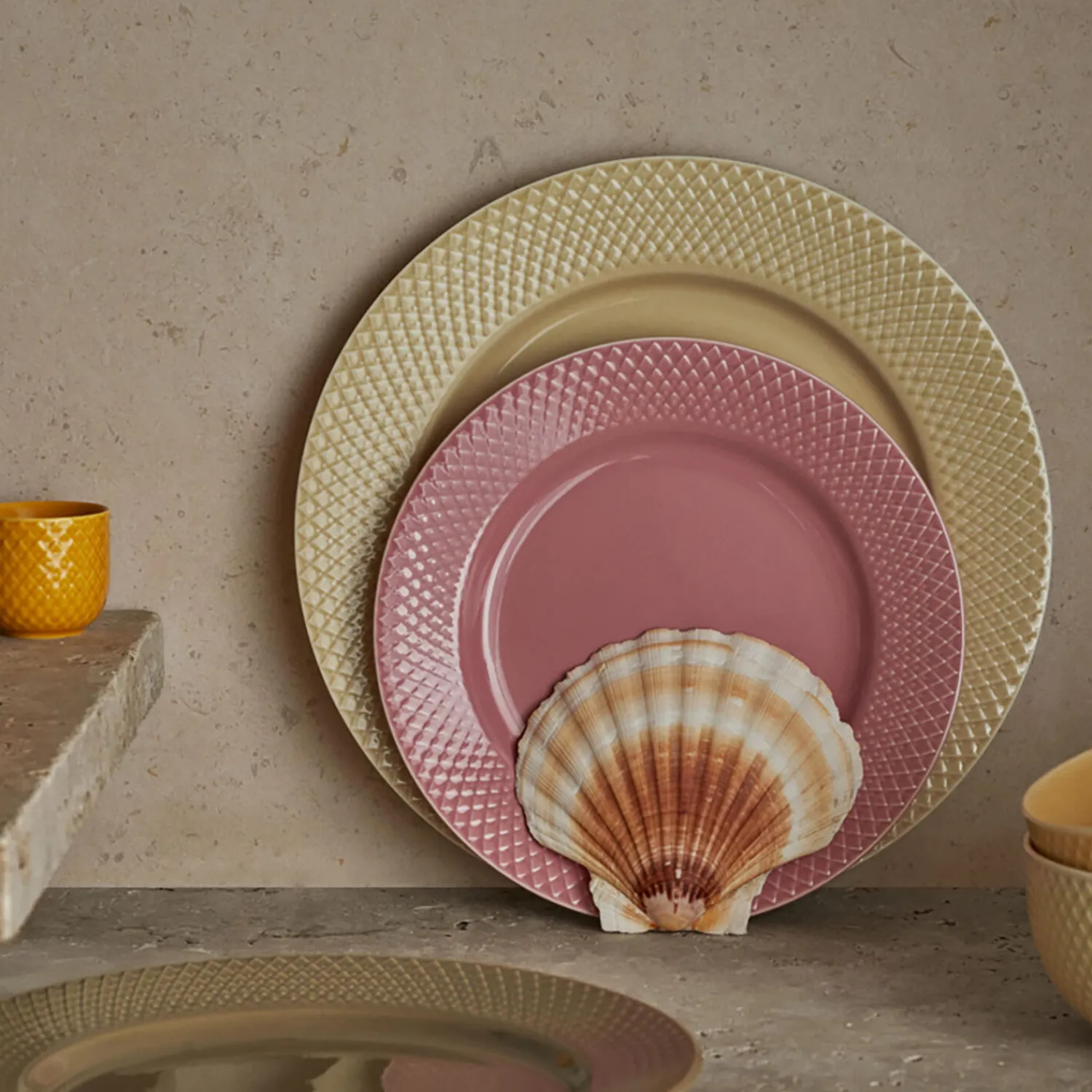 Lyngby Porcelæn Tallerkener * Rhombe Earth Middagstallerken Ø 27 cm, marble