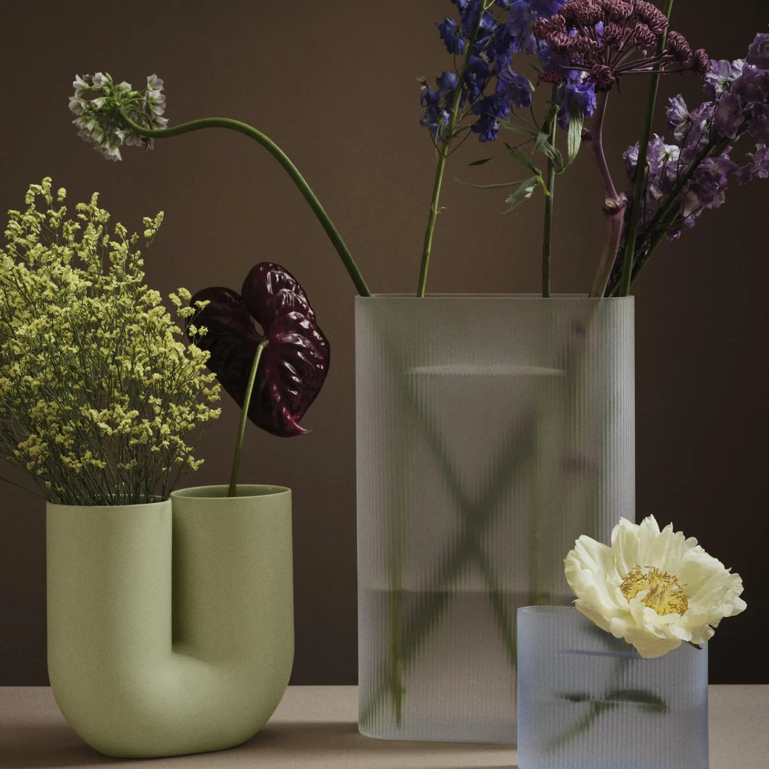Muuto Vaser-Ridge Vase, /frosted glass