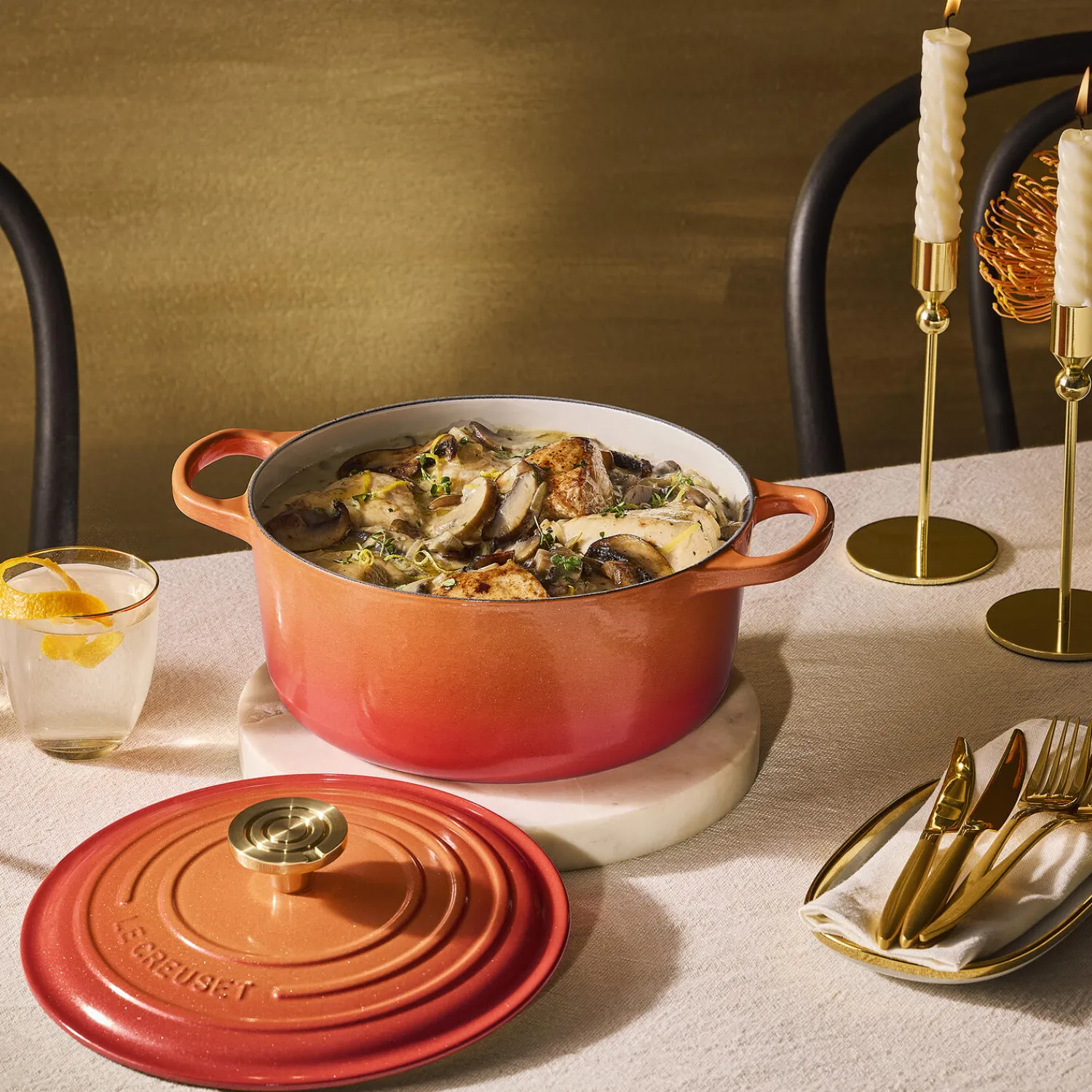 Le Creuset Gryder & Pander * Rund Jubilæumsgryde Ø 24 cm, flamme dorée