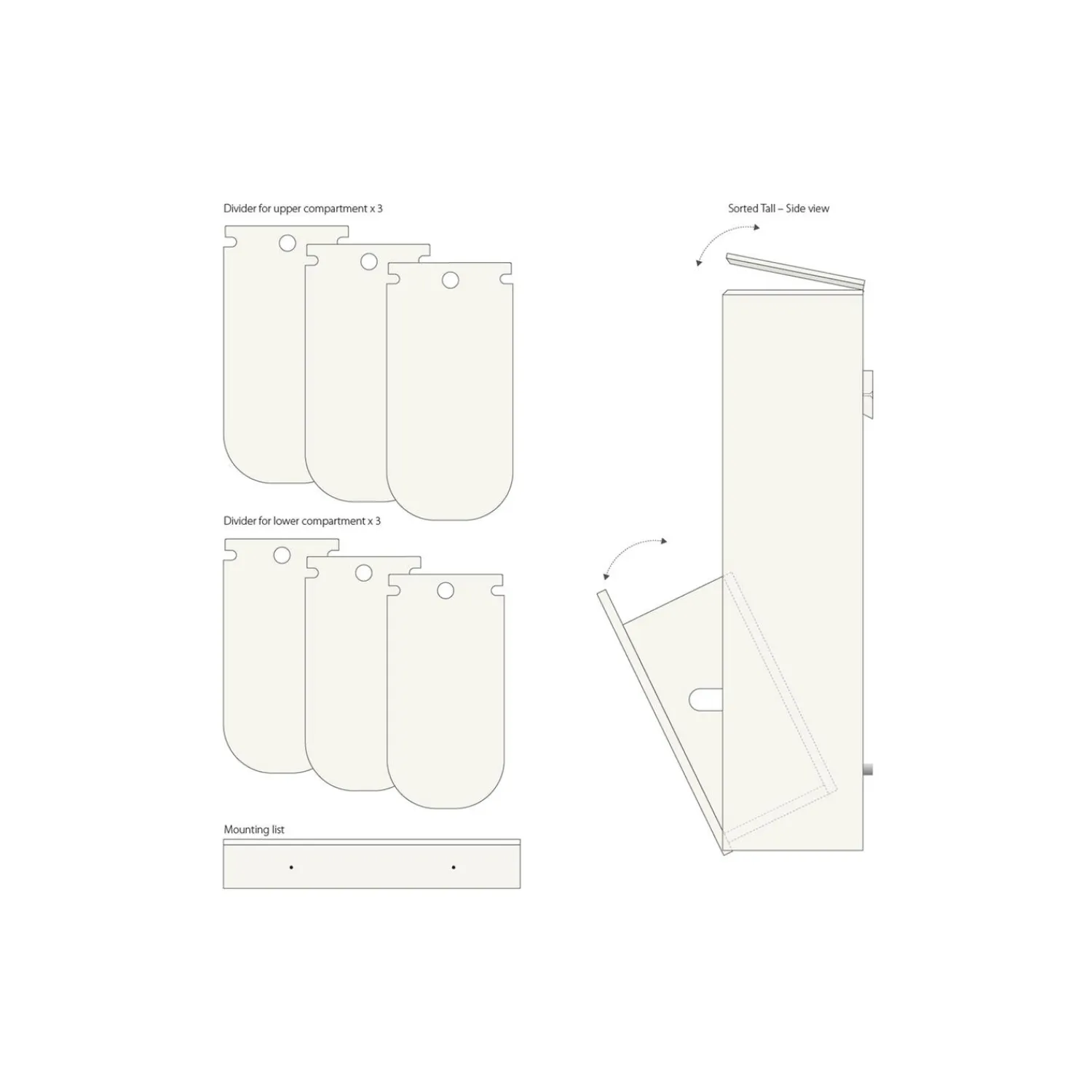 DesignLife Affaldssortering * SORTED Premium Tall affaldssortering, white/RAL 9010