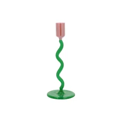 Villa Collection Lysestager * Styles glaslysestage, green/rose