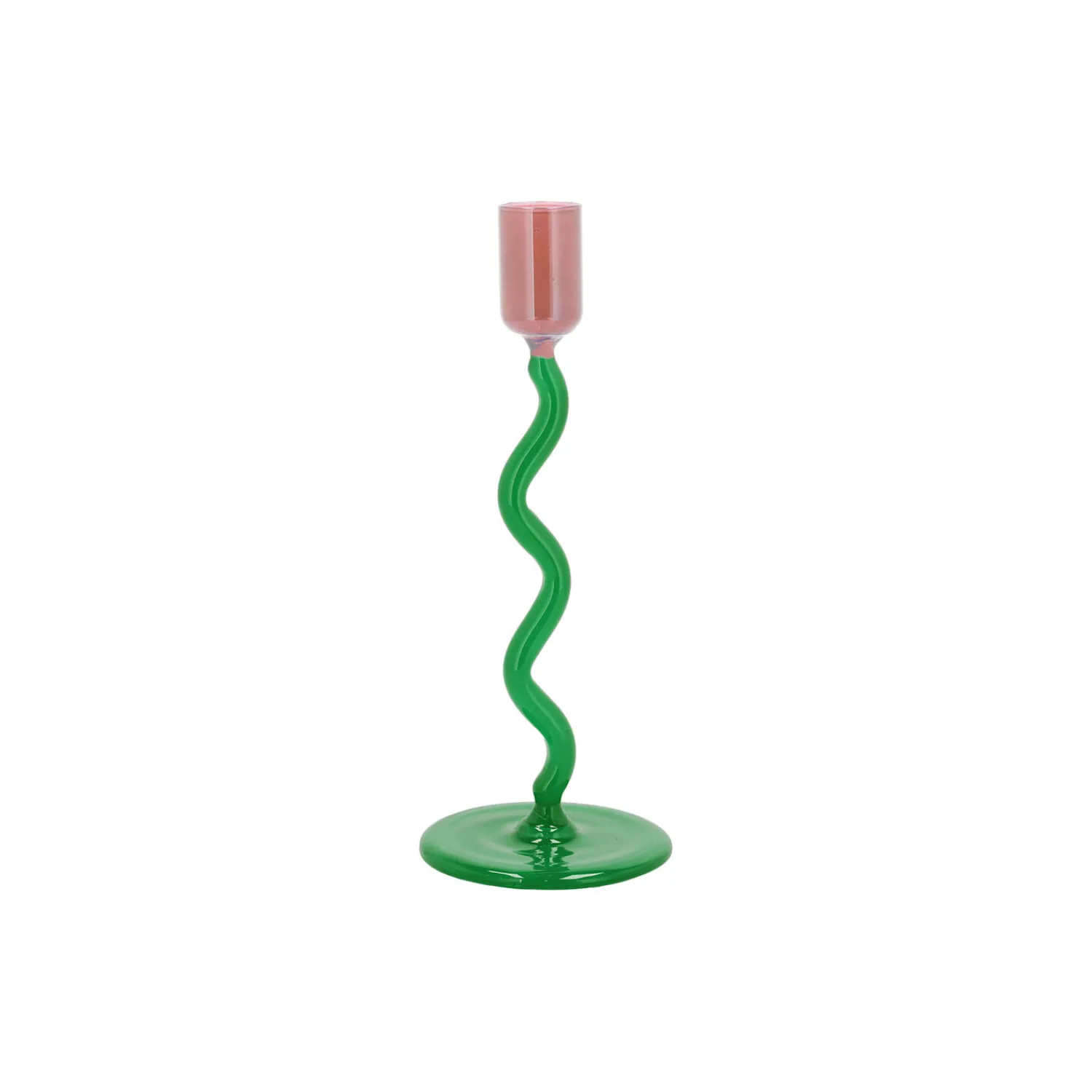 Villa Collection Lysestager * Styles glaslysestage, green/rose
