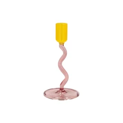 Villa Collection Lysestager-Styles glaslysestage, rose/yellow