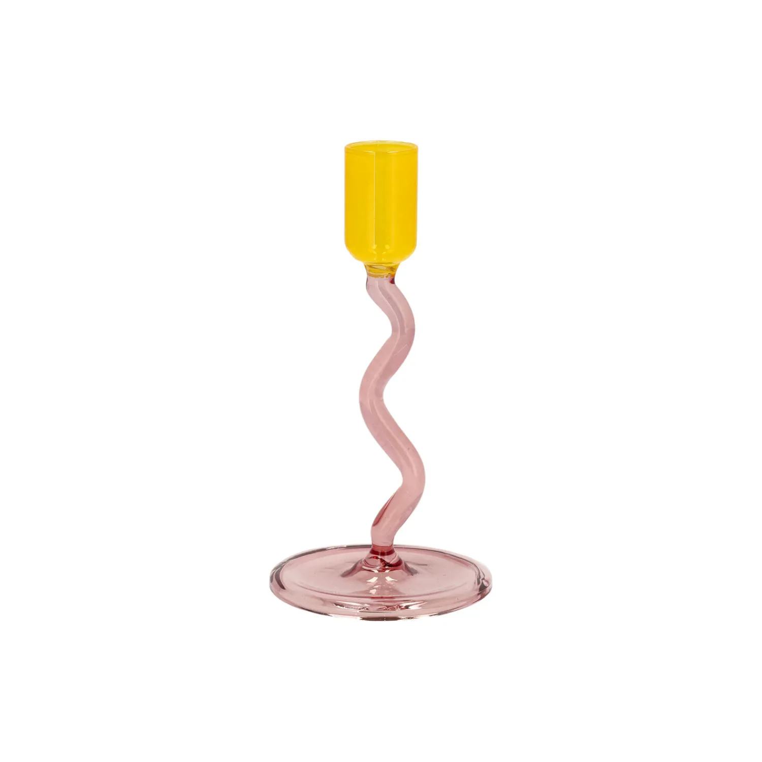 Villa Collection Lysestager-Styles glaslysestage, rose/yellow