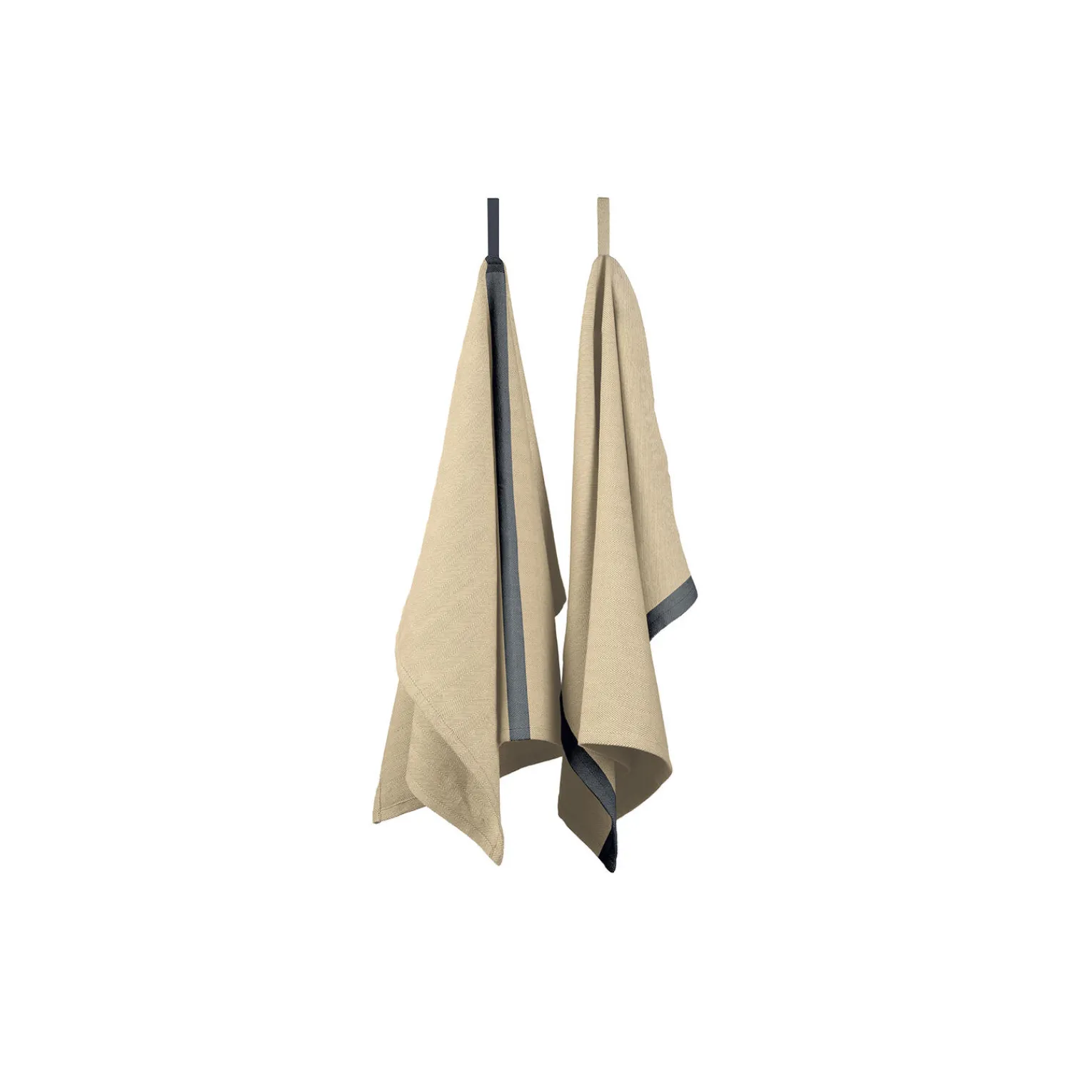 EKTA Living Køkkentekstiler-Tea towel herringbone twill 2 stk., taupe/blue
